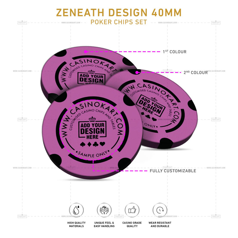 Customisable Casino Poker Chips, Zeneath Design 40 MM