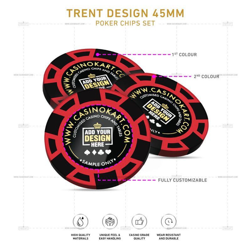 Customisable Casino Poker Chips, Trent Design 45 MM
