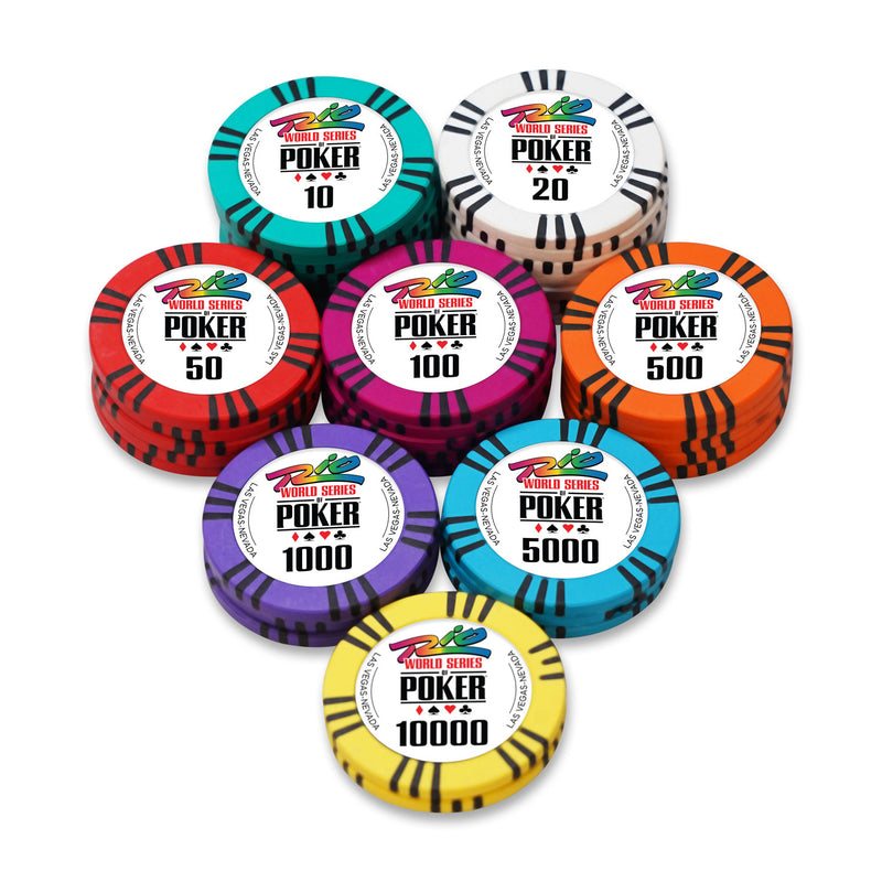 WSOP Rio TS Poker Chips Set- 300 And 500 Pieces, Clay, 40 MM, 14g