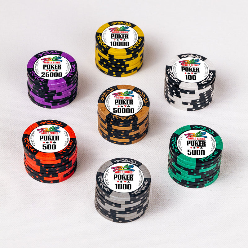 WSOP Rio MC Poker Chips Set- 300 And 500 Pieces, Clay, 40 MM, 14g
