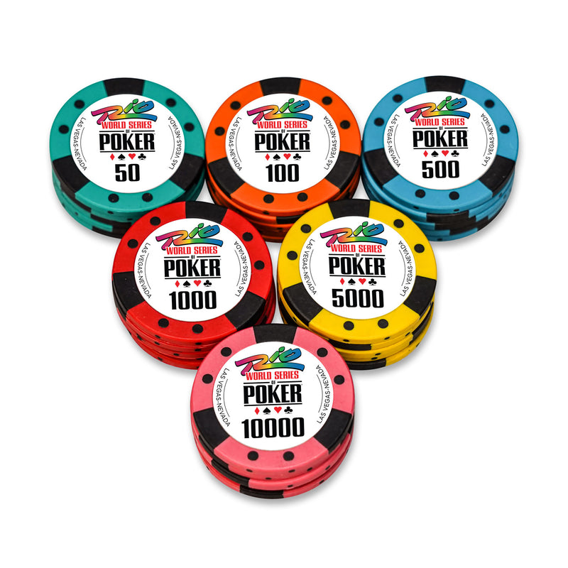 WSOP Rio NH Poker Chips Set- 300 And 500 Pieces, Clay, 40 MM, 14g