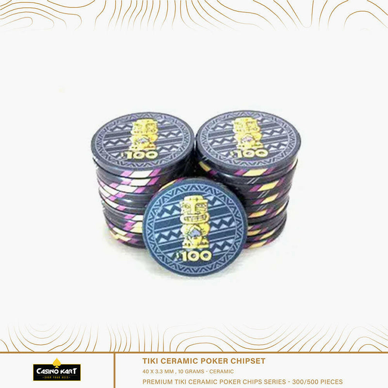 Tiki Kings Poker Chips Set - 300 & 500 Pieces, Ceramic, 40 MM, 12g
