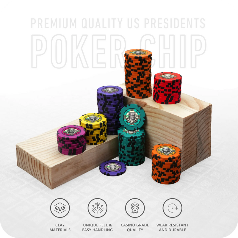 US Presidents Poker Chipset - GR, 300/500 Pcs, Clay, 40mm, 14g