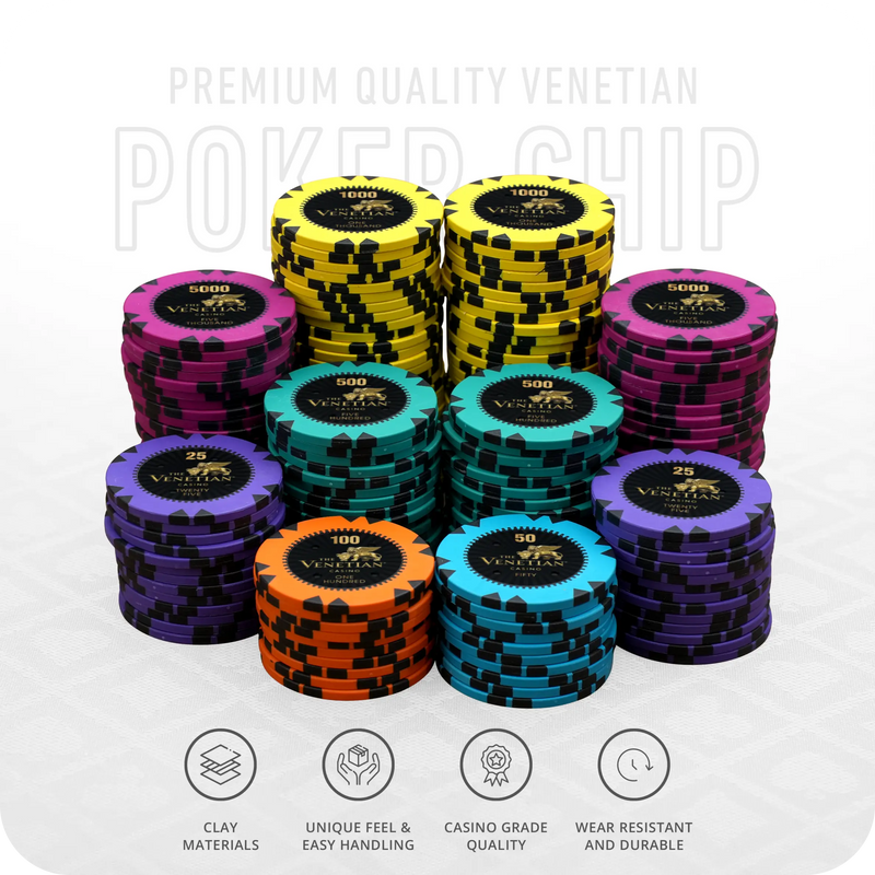 Venetian Casino Poker Chipset - GR, 300/500 Pcs, Clay, 40mm, 14g