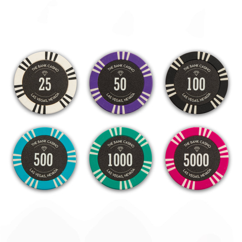Stripes Bank Poker Chips Set- 300 And 500 Pieces, Clay, 40 MM, 14g