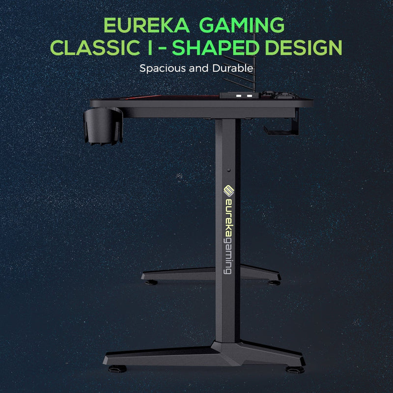 Eureka Gaming Captain Series GIP 47'' Home Office E-sports Computer Desk, Erognomic Design, Black
