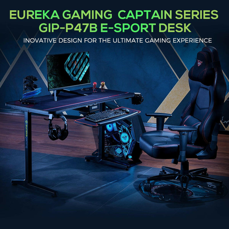 Eureka Ergonomic Gaming Table - GIP 47 Inches, Captain Series, Polygon Legs