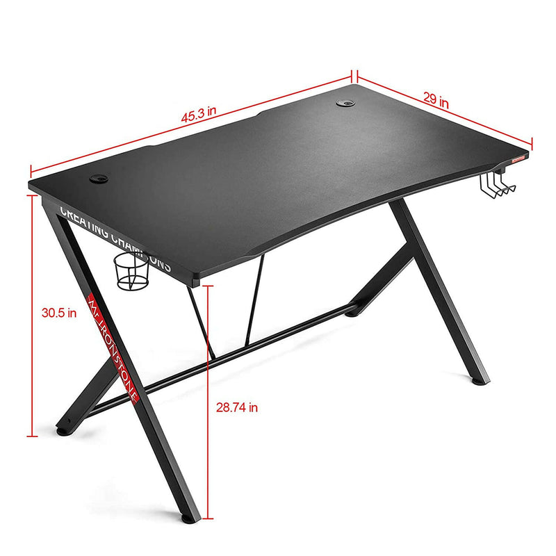 Mr IRONSTONE Gaming Desk - 63 Inches, R Shaped, Black