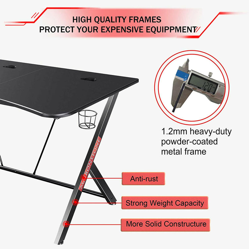 Mr IRONSTONE R Shaped 63 Inches Gaming Desk