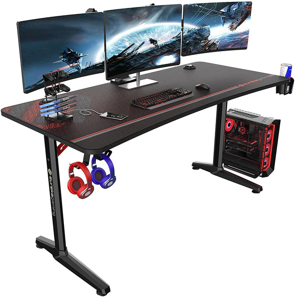 Eureka Gaming Captain Series GIP 60'' Large Home Office E-sports Computer Desk, Erognomic Design, Black