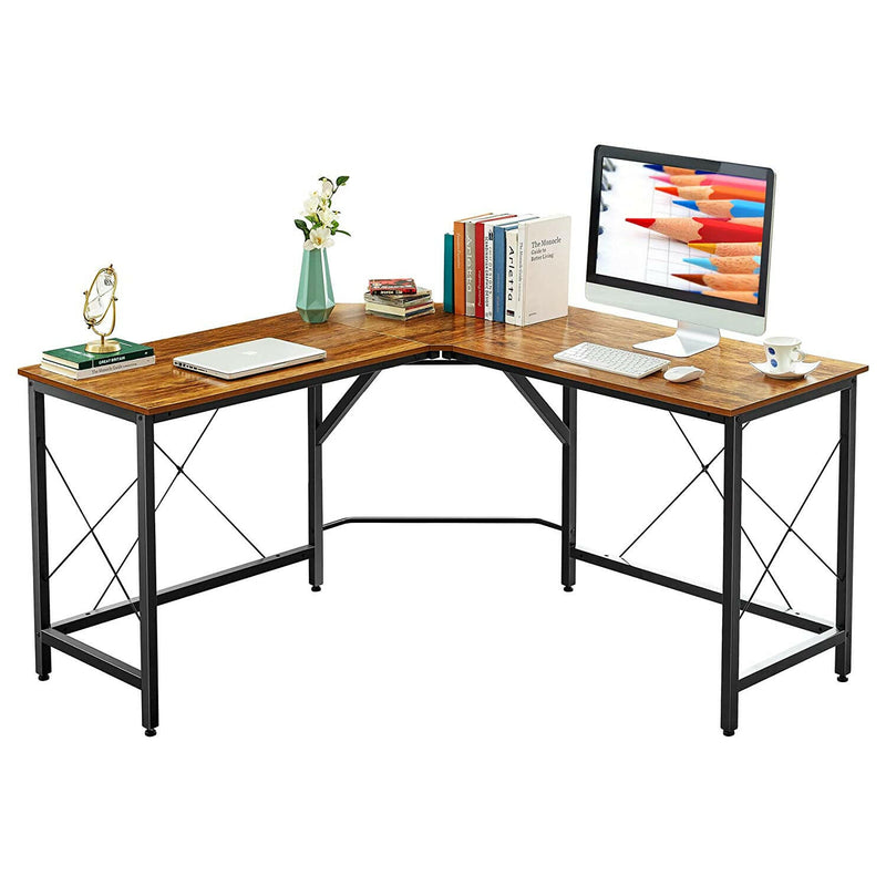 Mr Ironstone L Shaped Gaming Table-59 Inches, Black/White/Vintage Board