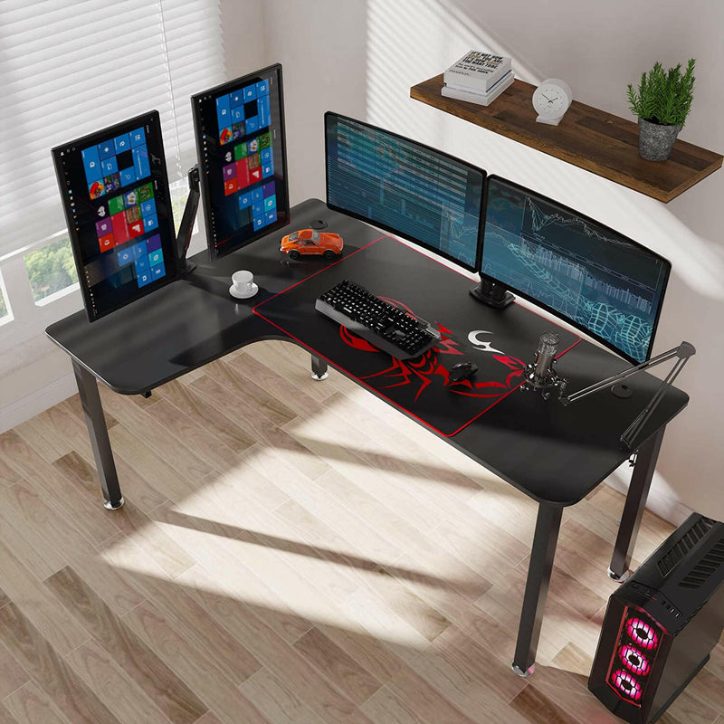 Eureka Ergonomic Gaming Table- 60 Inches, Modern L Shaped, Right