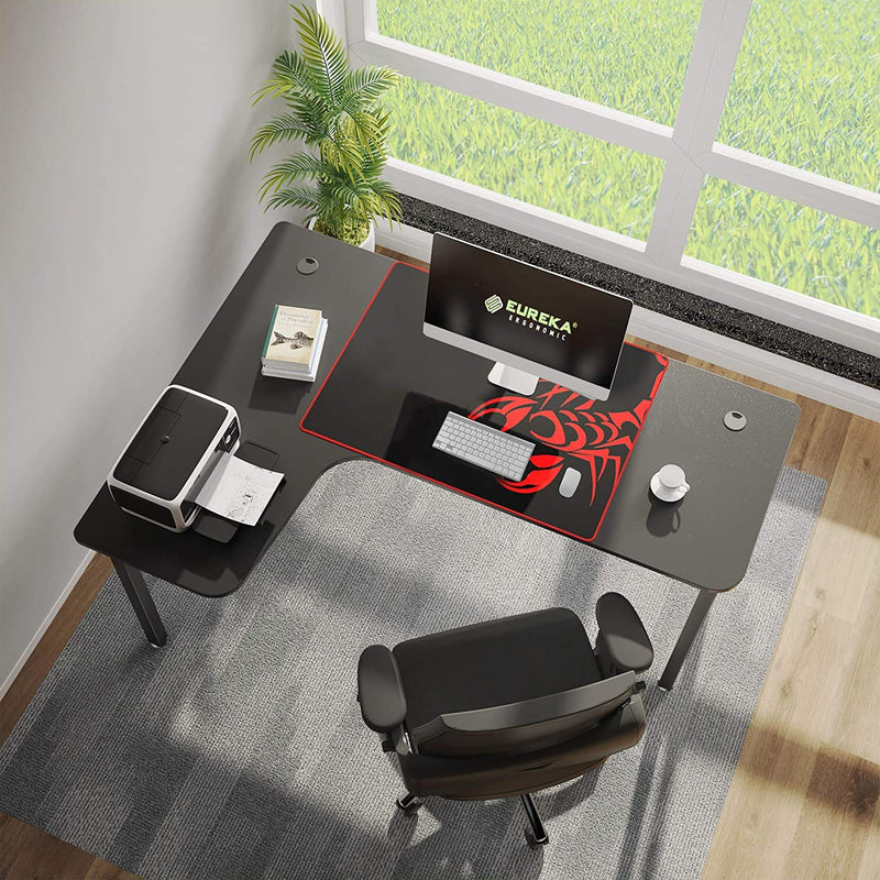 Eureka Ergonomic® 60'' Modern Simple L Shaped Office Home Gaming Computer Desk, Black