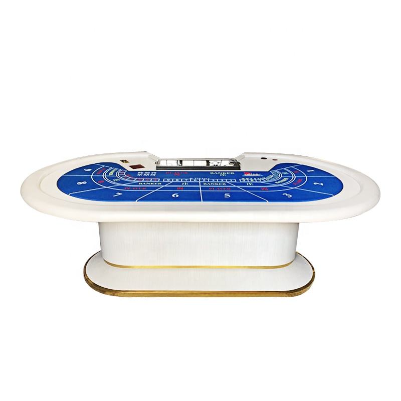 Feather White Baccarat Table- Casino Quality with Screen