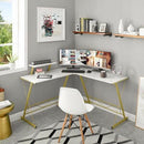 Mr Ironstone Gaming Table - L Shaped, 51 Inches Wooden/ Black/ White