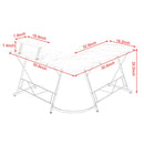 Mr Ironstone Gaming Table - L Shaped, 51 Inches Wooden/ Black/ White