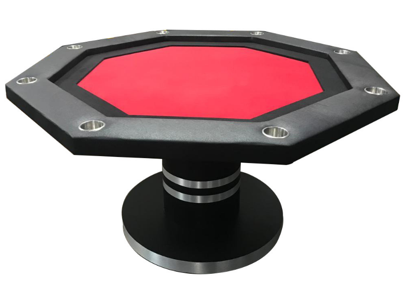 Octagonal Poker Table - Red Felt - casino-kart