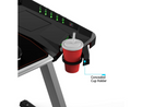Carbon X Pro Ergonomic Z2 Gaming Desk - (RED) Computer Gaming Desk with Retractable Cup Holder & Headset Hook - RGB Light - casino-kart