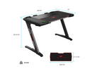 Carbon X Pro Ergonomic Z2 Gaming Desk - (BLACK) Computer Gaming Desk with Retractable Cup Holder & Headset Hook - RGB Light - casino-kart