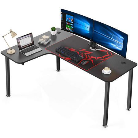 Eureka Ergonomic® 60'' Modern Simple L Shaped Office Home Gaming Computer Desk, Black